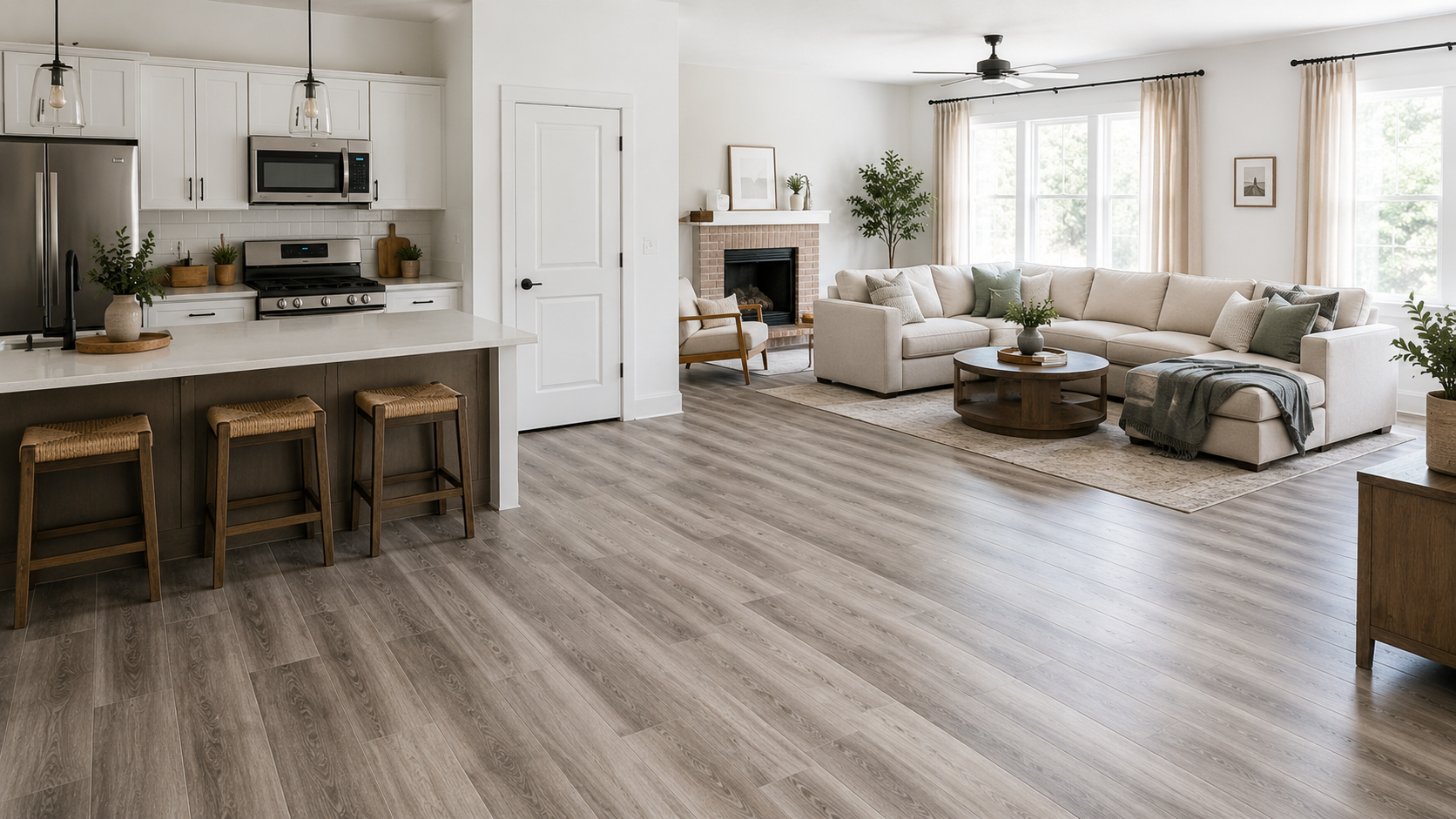 Stylish peel and stick floor tiles transforming an outdated room on a budget