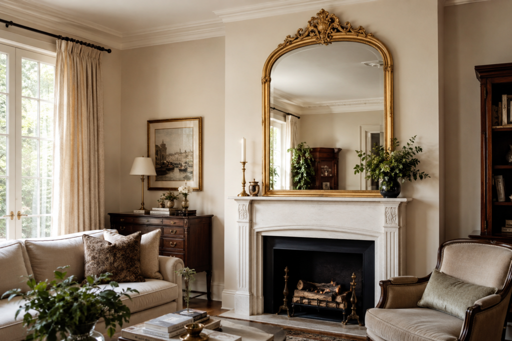 Antique mirrors for sale vintage gold arched mirror above fireplace