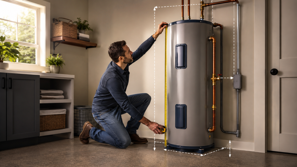 A 50 gallon water heater where to place checking a home owner